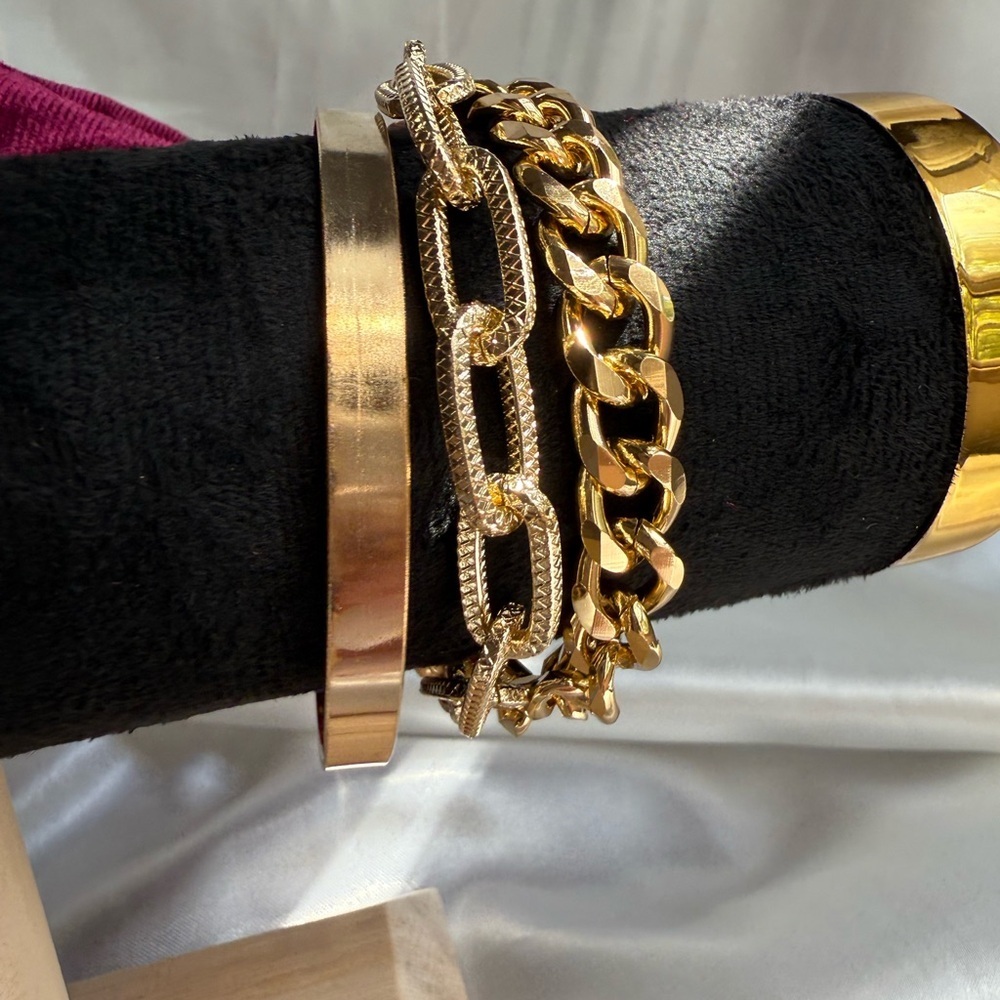 Zara Just In Zara 3x  stainless steel Elegant Gold Bracelet Set - Picture 4 of 12